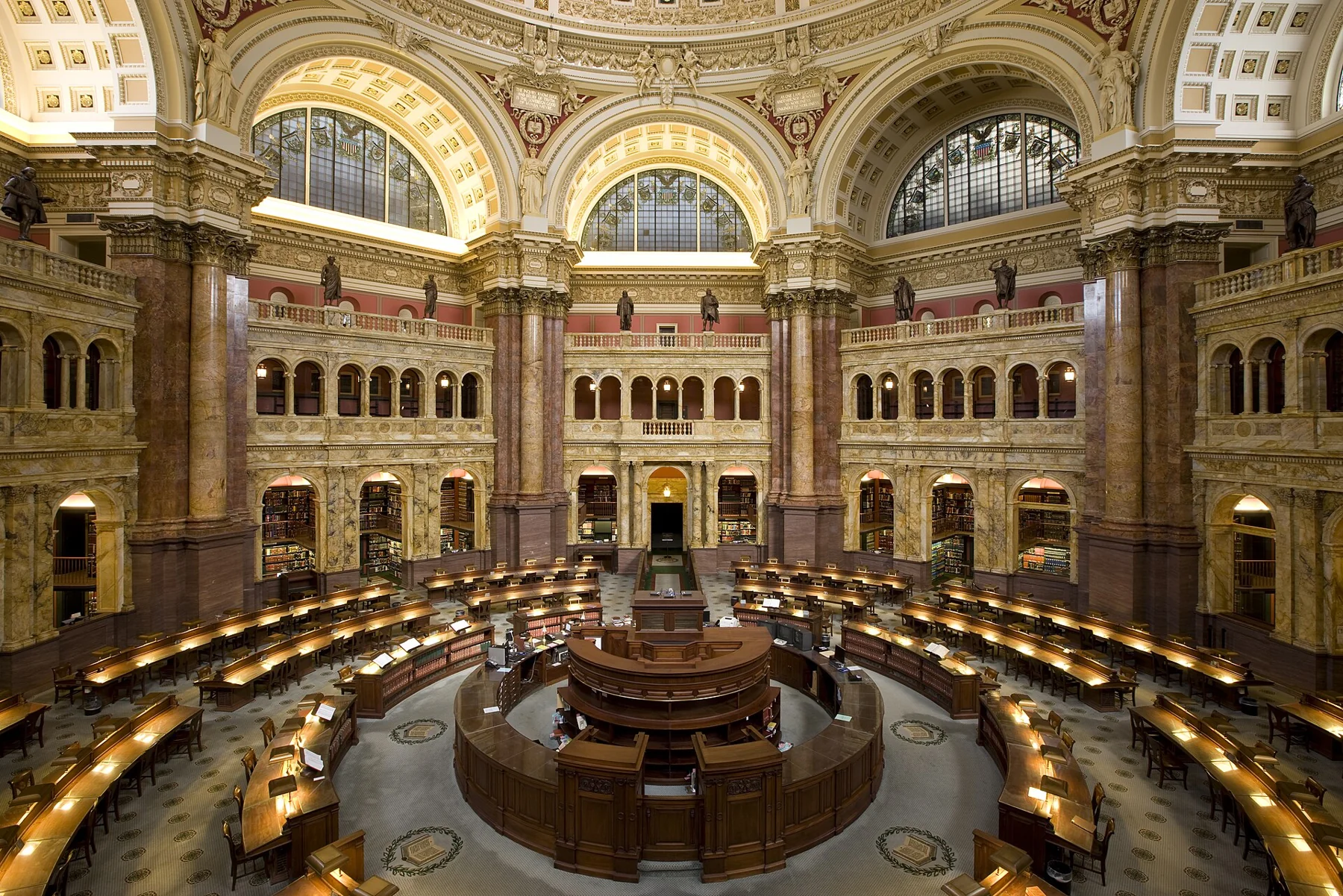 La salle de lecture principale de la Bibliothèque du Congrès, à Washington, photographiée en 2009. Photographie d’illustration.