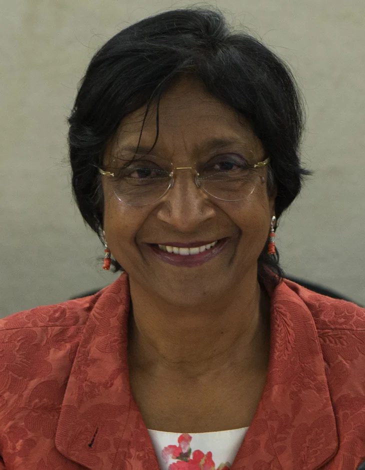 Portrait de Navi Pillay lors de la session du Conseil des droits de l’homme en juin 2014.